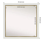 29" x 29" Non-Beveled Eva Narrow Bathroom Wall Mirror White - Amanti Art: Modern Square Polystyrene Frame, Includes Mounting Hardware