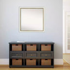29" x 29" Non-Beveled Eva Narrow Bathroom Wall Mirror White - Amanti Art: Modern Square Polystyrene Frame, Includes Mounting Hardware