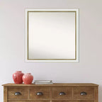 29" x 29" Non-Beveled Eva Narrow Bathroom Wall Mirror White - Amanti Art: Modern Square Polystyrene Frame, Includes Mounting Hardware