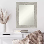 Specchio da parete senza smussatura 24" x 30" con lavaggio grigio tortora - Amanti Art: Specchio da trucco moderno rettangolare, include ferramenta per il montaggio