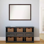 41" x 30" Non-Beveled Fresco Dark Walnut Wood Wall Mirror - Amanti Art