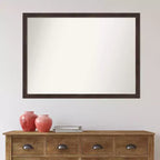 41" x 30" Non-Beveled Fresco Dark Walnut Wood Wall Mirror - Amanti Art
