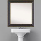 Specchio da parete per bagno Thomas nero bronzo 81 x 81 cm non smussato - Amanti Art: cornice quadrata moderna in polistirene, include accessori di montaggio