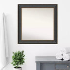 Specchio da parete per bagno Thomas nero bronzo 81 x 81 cm non smussato - Amanti Art: cornice quadrata moderna in polistirene, include accessori di montaggio