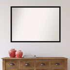 40" x 29" Non-Beveled Jet Black Wall Mirror - Amanti Art