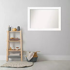Specchio da bagno a muro da 42" x 30" con cornice dritta bianco - Amanti Art: Cornice moderna in polistirene, include accessori per il montaggio