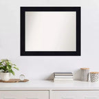32" x 26" Non-Beveled Shiplap Navy Wood Wall Mirror - Amanti Art