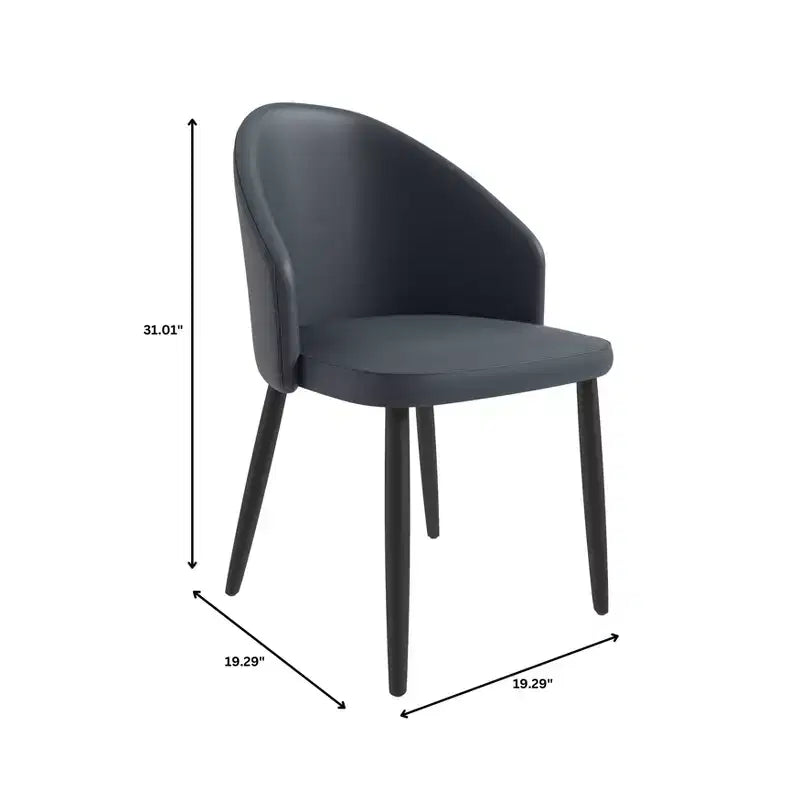 LeisureMod Paradiso Collection Upholstered Dining Chair Set of 2  Curved Back with Wood Legs, Stylish, Comfortable, and Durable for Dining Rooms