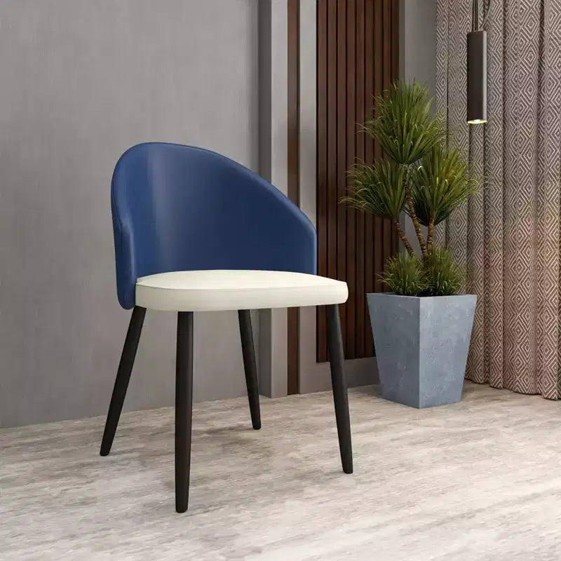 LeisureMod Paradiso Collection Upholstered Dining Chair Set of 2  Curved Back with Wood Legs, Stylish, Comfortable, and Durable for Dining Rooms
