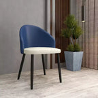 LeisureMod Paradiso Collection Upholstered Dining Chair Set of 2  Curved Back with Wood Legs, Stylish, Comfortable, and Durable for Dining Rooms