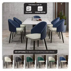 LeisureMod Paradiso Collection Upholstered Dining Chair Set of 2  Curved Back with Wood Legs, Stylish, Comfortable, and Durable for Dining Rooms