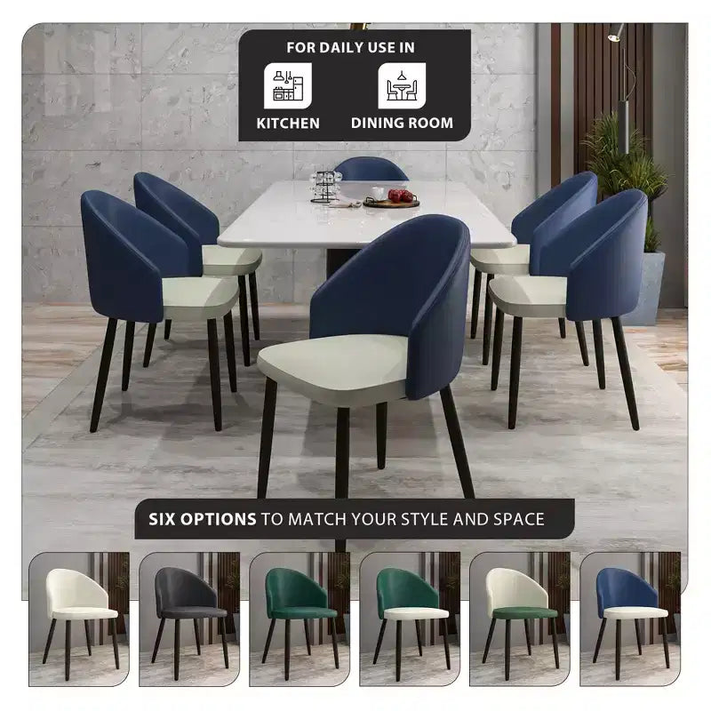 LeisureMod Paradiso Collection Upholstered Dining Chair Set of 2  Curved Back with Wood Legs, Stylish, Comfortable, and Durable for Dining Rooms