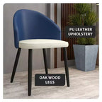 LeisureMod Paradiso Collection Upholstered Dining Chair Set of 2  Curved Back with Wood Legs, Stylish, Comfortable, and Durable for Dining Rooms