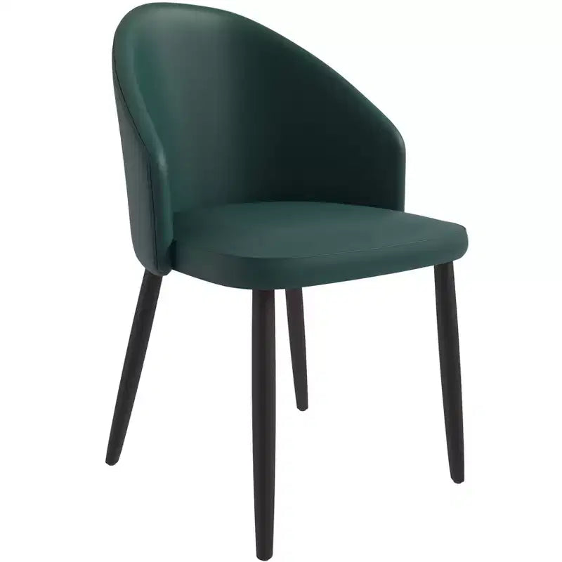 LeisureMod Paradiso Collection Upholstered Dining Chair Set of 2  Curved Back with Wood Legs, Stylish, Comfortable, and Durable for Dining Rooms