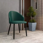 LeisureMod Paradiso Collection Upholstered Dining Chair Set of 2  Curved Back with Wood Legs, Stylish, Comfortable, and Durable for Dining Rooms
