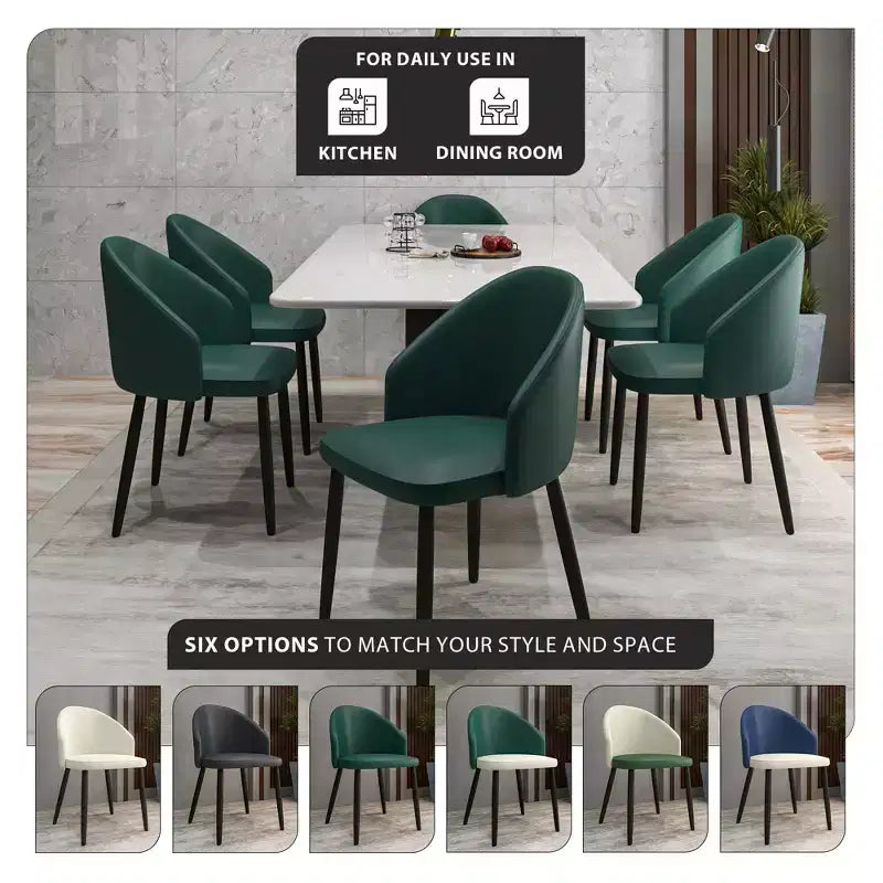 LeisureMod Paradiso Collection Upholstered Dining Chair Set of 2  Curved Back with Wood Legs, Stylish, Comfortable, and Durable for Dining Rooms