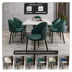 LeisureMod Paradiso Collection Upholstered Dining Chair Set of 2  Curved Back with Wood Legs, Stylish, Comfortable, and Durable for Dining Rooms