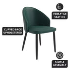 LeisureMod Paradiso Collection Upholstered Dining Chair Set of 2  Curved Back with Wood Legs, Stylish, Comfortable, and Durable for Dining Rooms