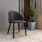 LeisureMod Paradiso Collection Upholstered Dining Chair Set of 2  Curved Back with Wood Legs, Stylish, Comfortable, and Durable for Dining Rooms