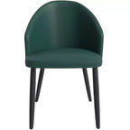 LeisureMod Paradiso Collection Upholstered Dining Chair Set of 2  Curved Back with Wood Legs, Stylish, Comfortable, and Durable for Dining Rooms