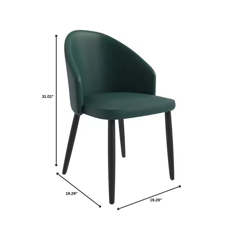 LeisureMod Paradiso Collection Upholstered Dining Chair Set of 2  Curved Back with Wood Legs, Stylish, Comfortable, and Durable for Dining Rooms