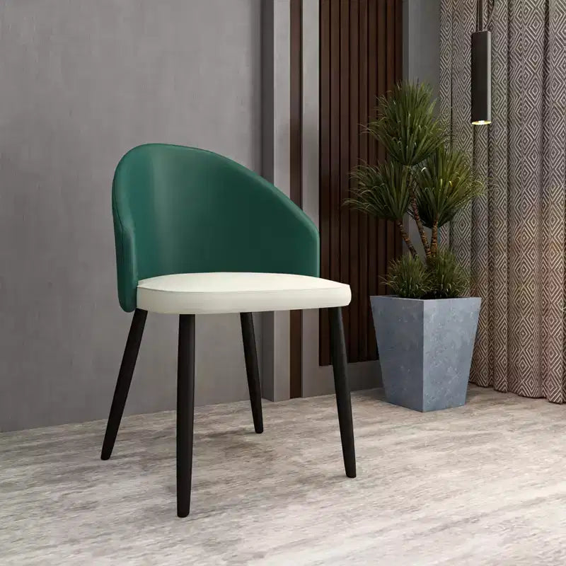 LeisureMod Paradiso Collection Upholstered Dining Chair Set of 2  Curved Back with Wood Legs, Stylish, Comfortable, and Durable for Dining Rooms