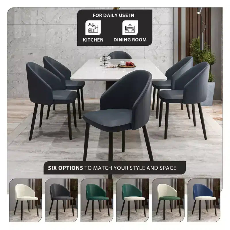 LeisureMod Paradiso Collection Upholstered Dining Chair Set of 2  Curved Back with Wood Legs, Stylish, Comfortable, and Durable for Dining Rooms