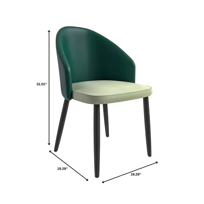LeisureMod Paradiso Collection Upholstered Dining Chair Set of 2  Curved Back with Wood Legs, Stylish, Comfortable, and Durable for Dining Rooms