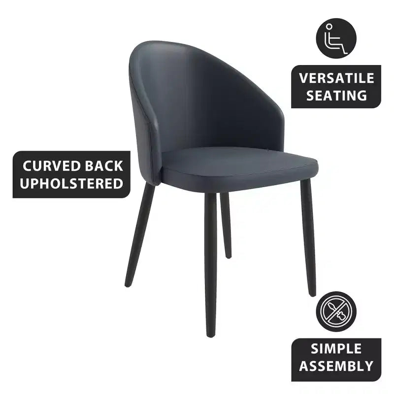 LeisureMod Paradiso Collection Upholstered Dining Chair Set of 2  Curved Back with Wood Legs, Stylish, Comfortable, and Durable for Dining Rooms