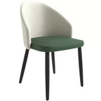 LeisureMod Paradiso Collection Upholstered Dining Chair Set of 2  Curved Back with Wood Legs, Stylish, Comfortable, and Durable for Dining Rooms