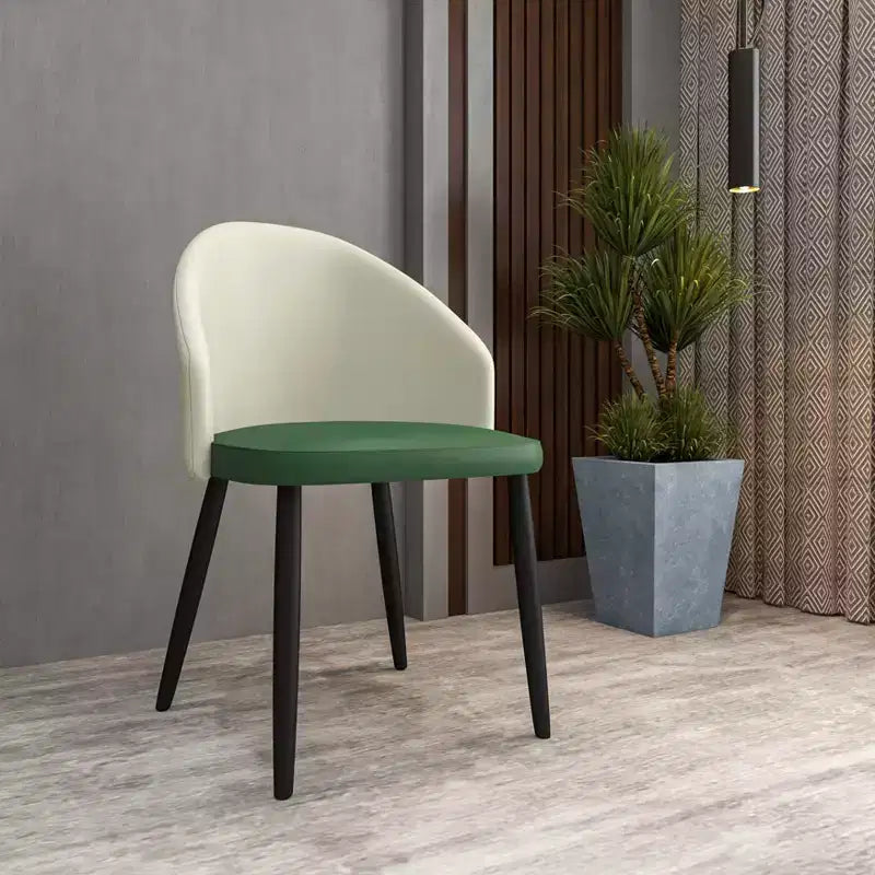 LeisureMod Paradiso Collection Upholstered Dining Chair Set of 2  Curved Back with Wood Legs, Stylish, Comfortable, and Durable for Dining Rooms