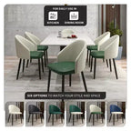 LeisureMod Paradiso Collection Upholstered Dining Chair Set of 2  Curved Back with Wood Legs, Stylish, Comfortable, and Durable for Dining Rooms