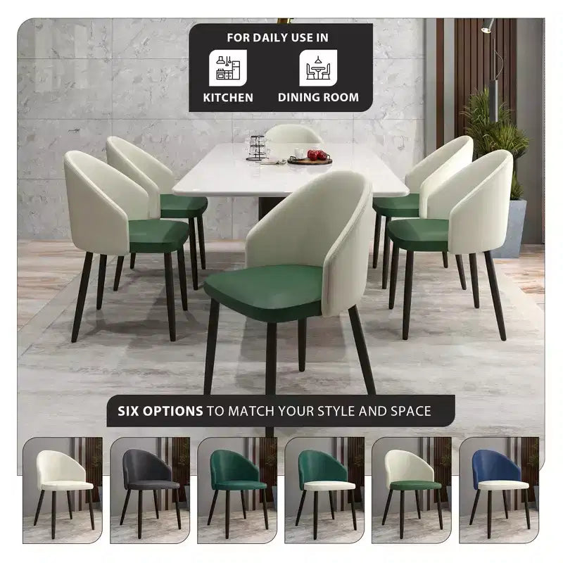 LeisureMod Paradiso Collection Upholstered Dining Chair Set of 2  Curved Back with Wood Legs, Stylish, Comfortable, and Durable for Dining Rooms