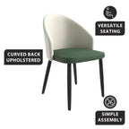 LeisureMod Paradiso Collection Upholstered Dining Chair Set of 2  Curved Back with Wood Legs, Stylish, Comfortable, and Durable for Dining Rooms