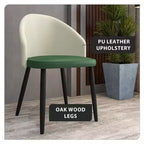 LeisureMod Paradiso Collection Upholstered Dining Chair Set of 2  Curved Back with Wood Legs, Stylish, Comfortable, and Durable for Dining Rooms