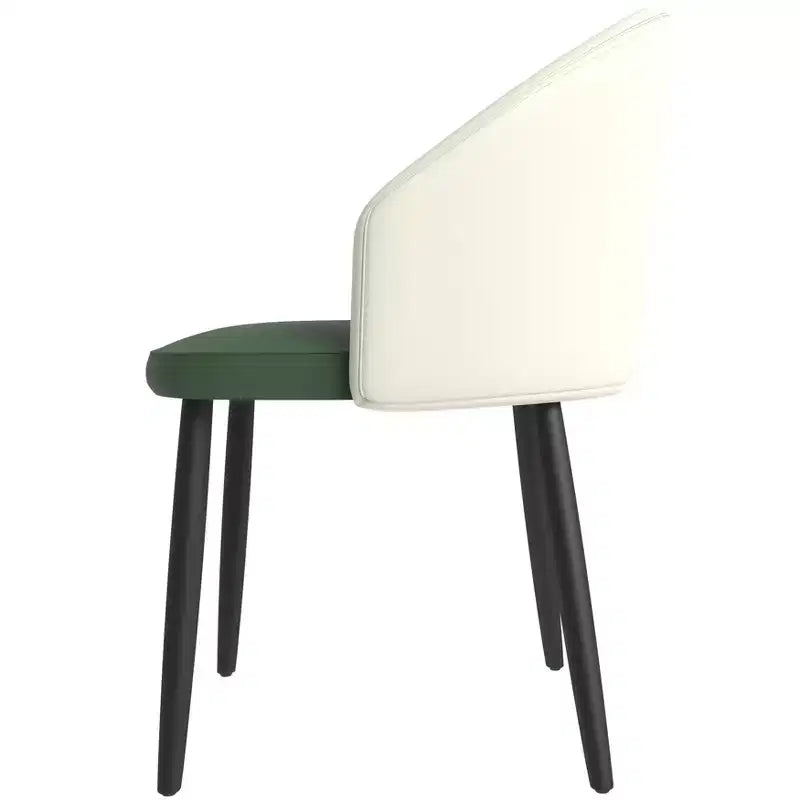 LeisureMod Paradiso Collection Upholstered Dining Chair Set of 2  Curved Back with Wood Legs, Stylish, Comfortable, and Durable for Dining Rooms