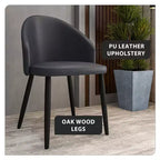 LeisureMod Paradiso Collection Upholstered Dining Chair Set of 2  Curved Back with Wood Legs, Stylish, Comfortable, and Durable for Dining Rooms