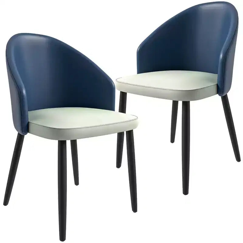 LeisureMod Paradiso Collection Upholstered Dining Chair Set of 2  Curved Back with Wood Legs, Stylish, Comfortable, and Durable for Dining Rooms