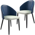 LeisureMod Paradiso Collection Upholstered Dining Chair Set of 2  Curved Back with Wood Legs, Stylish, Comfortable, and Durable for Dining Rooms
