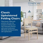 Stakmore Aztec Curved Back Premium Solid Wood Dining Table Folding Chair Set with Fabric Padded Upholstered Seat, Set of 2, Unfinished