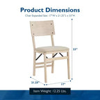 Stakmore Aztec Curved Back Premium Solid Wood Dining Table Folding Chair Set with Fabric Padded Upholstered Seat, Set of 2, Unfinished