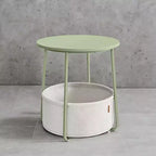 Small Side Table with Storage Round End Tables Living Room Side Tables for Small Spaces Bedroom Laurel Green and Cream White