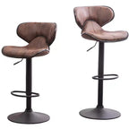 Roundhill Furniture Masaccio Upholstery Airlift Adjustable Swivel Barstool with Chrome Base, Weathered Brown, Set of 2