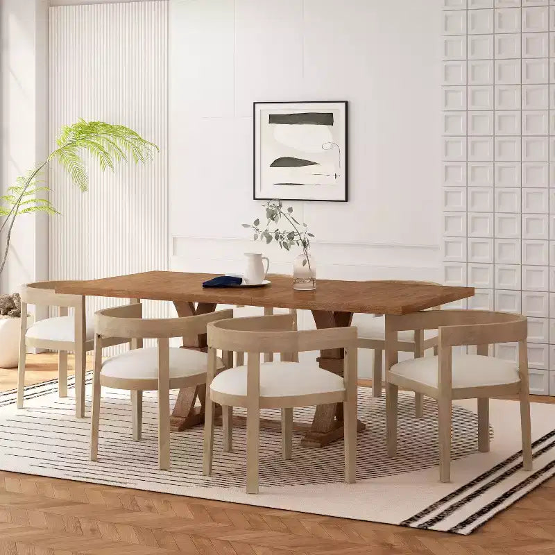Christopher Knight Home Hudson Set da pranzo allungabile in 7 pezzi in legno imbottito con base a piedistallo
