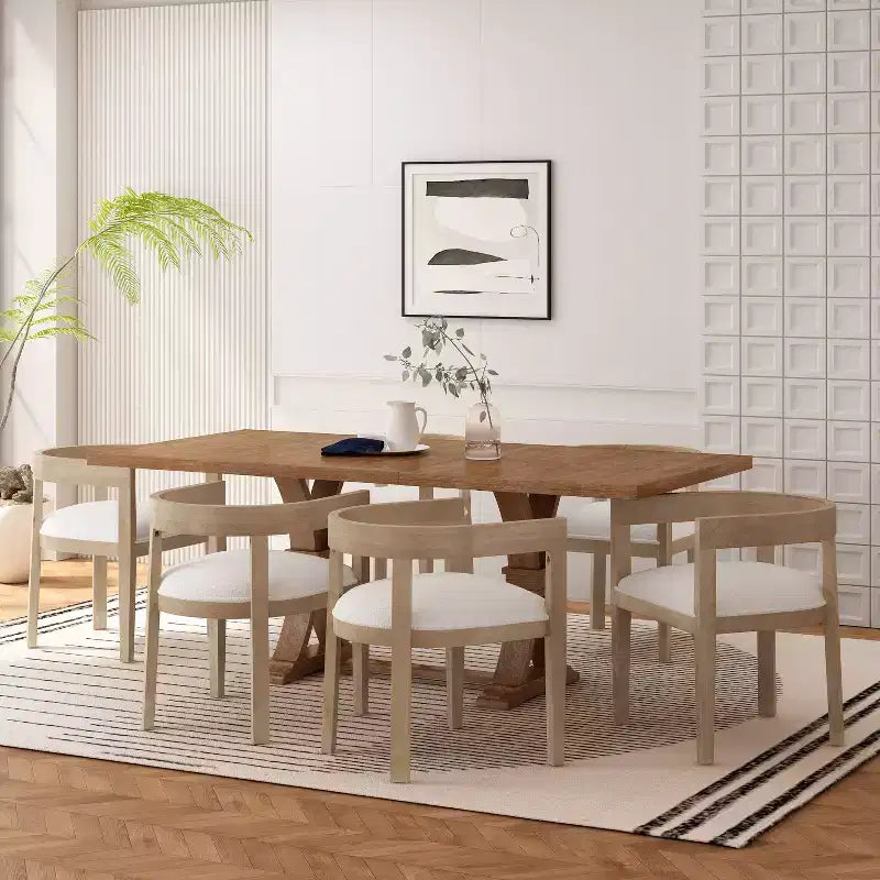 Christopher Knight Home Hudson Set da pranzo allungabile in 7 pezzi in legno imbottito con base a piedistallo