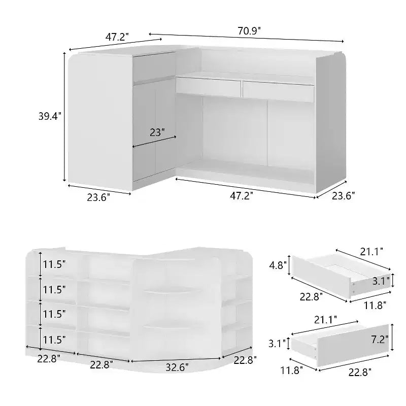 Famapy White Wood Reception Desk Filing Cabinet Office Efficiency