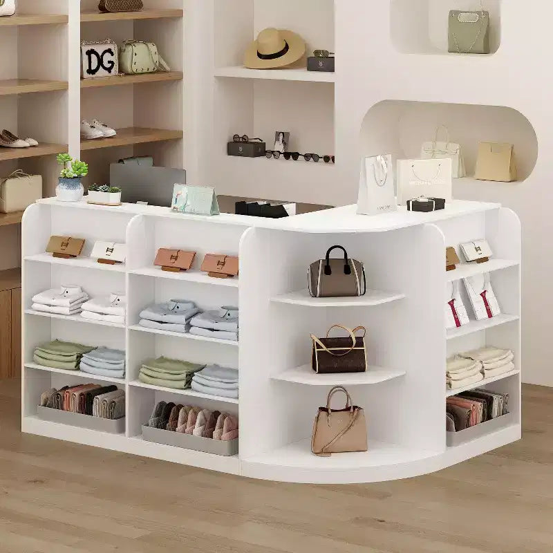 Famapy White Wood Reception Desk Filing Cabinet Office Efficiency