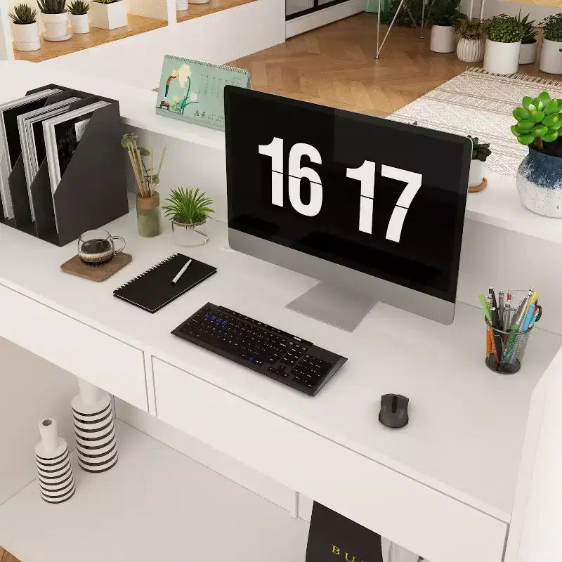 Famapy White Wood Reception Desk Filing Cabinet Office Efficiency