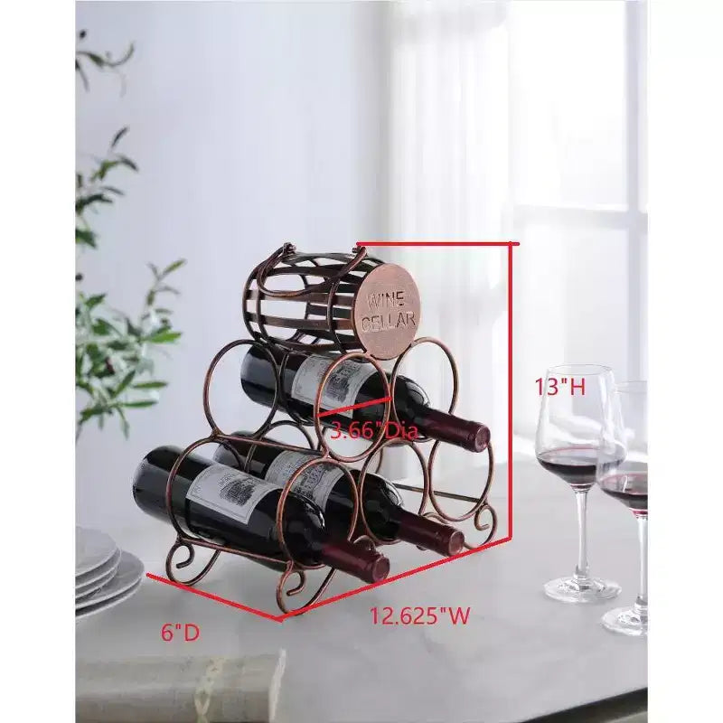 Kings Brand Furniture - Porta Bottiglie da Vino per Tavolo, Ripiano per Cantina, per Casa, Cucina e Bar - Rame Spazzolato - Nessun Montaggio Richiesto