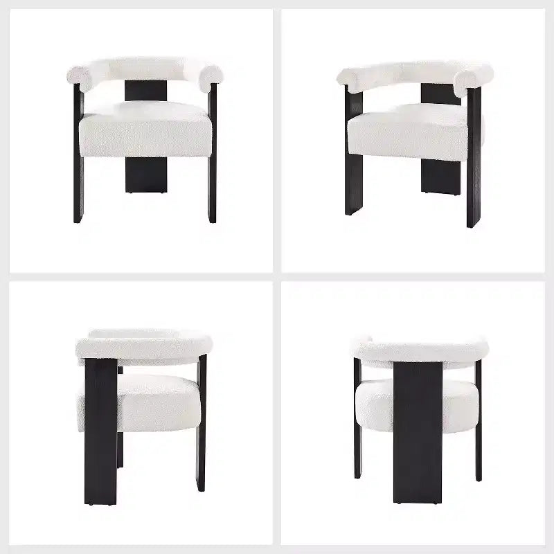 Gerry Boucle Dining Chair Set of 4 With Round Solid Back|ART OF LIVING DESIGNS